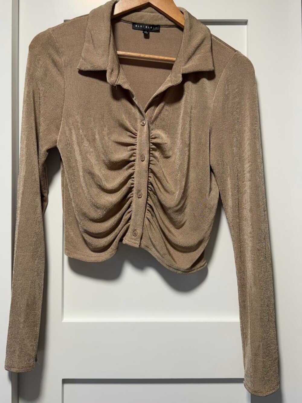Boutique Gold Cropped Going Out Henley Top